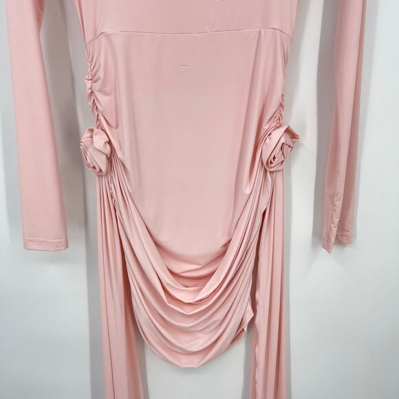 LIONESS | NWT Glory Mini Dress in Blush Pink Long Sleeve Boat Neck Jersey S - Picture 8 of 13
